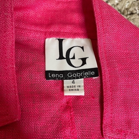 Lena Gabrielle Vintage 100% Linen Pink Fuschia Ruffle Jacket Size 4 #0449 - Picture 10 of 16